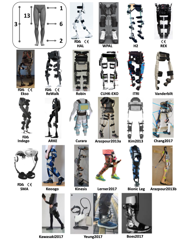 Figure 6. Different exoskeleton models. In (Rodríguez-Fernández et al. 2021). With Creative Commons Attribution 4.0 International License.